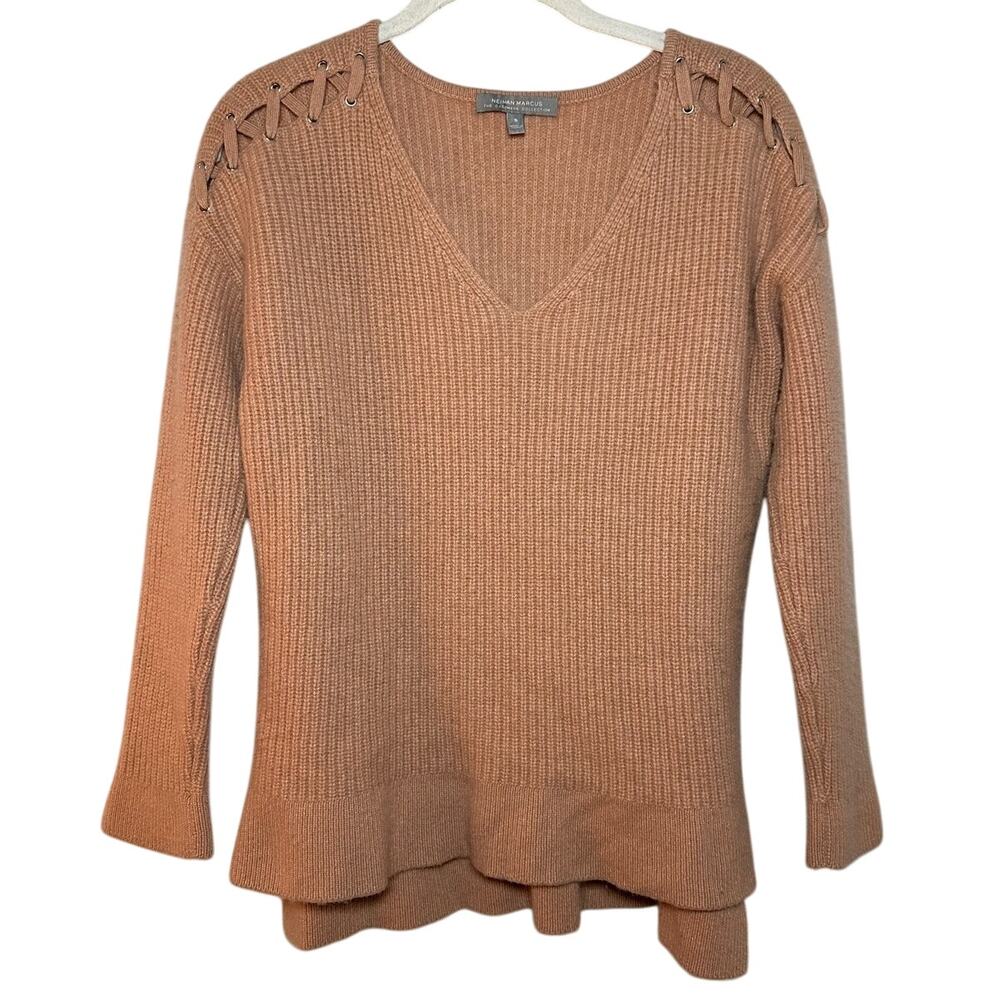 Neiman Marcus The Cashmere Collection Pink V-Neck Sweater Women's Small